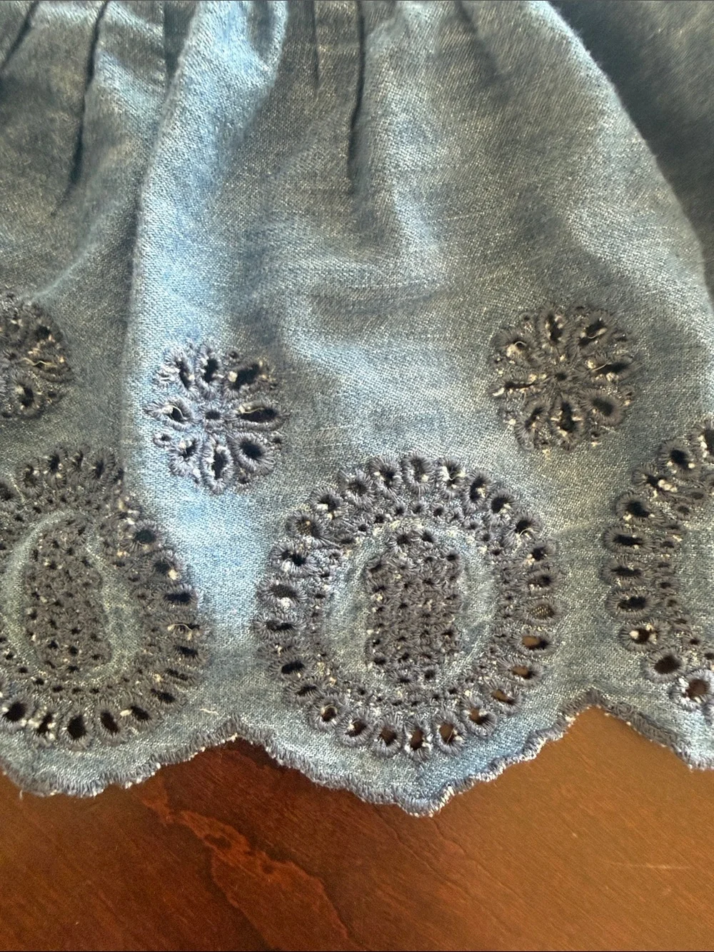 GAP darkwash jean Chambray Eyelet Dress with Bloomers